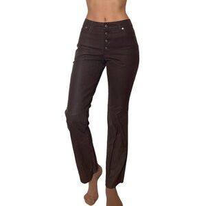 Vintage Route 66 Leather pants chocolate brown button fly y2k western bratz 26